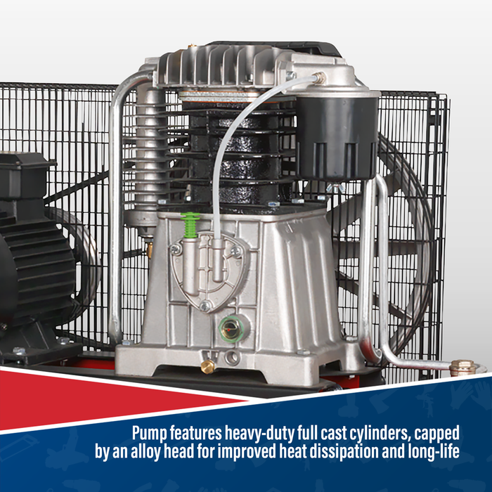 500L Belt Drive Air Compressor with Cast Cylinders 7.5hp 2-Stage | SAC55075B