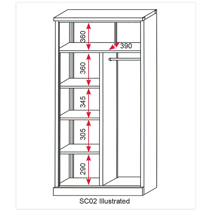 Floor Cabinet 2 Door 4 Shelf & Hanging Rail | SC02