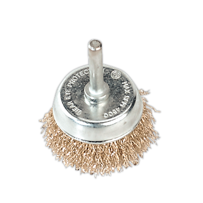 50mm Crimped Wire Cup Brush with 6mm Shaft | SCB50