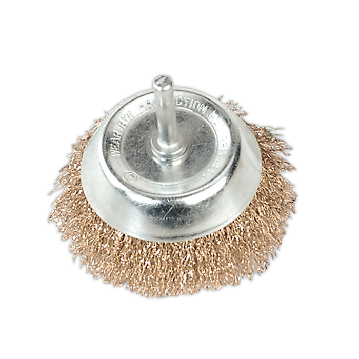 75mm Crimped Wire Cup Brush with 6mm Shaft | SCB75