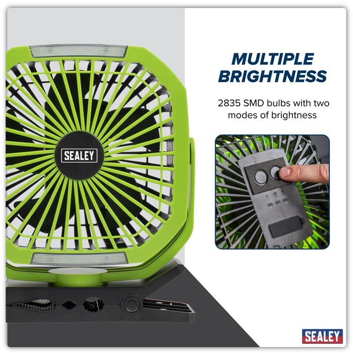 8" Portable Clip Fan with Worklight 4-Speed | SCF8WL