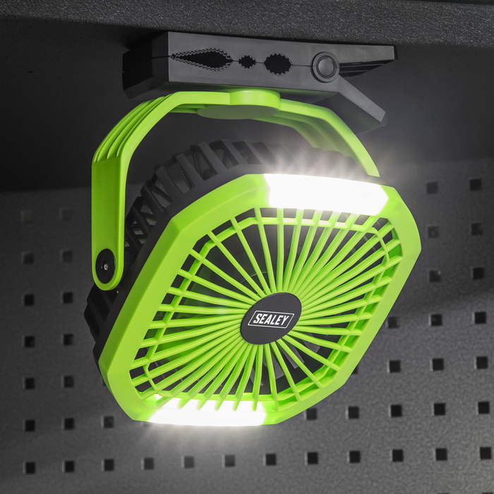 8" Portable Clip Fan with Worklight 4-Speed | SCF8WL