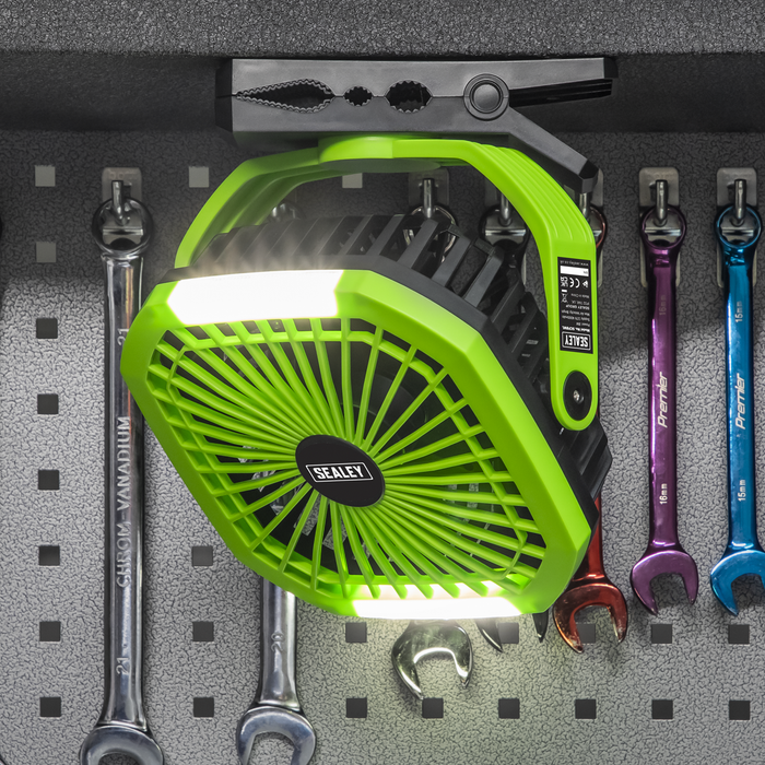 8" Portable Clip Fan with Worklight 4-Speed | SCF8WL