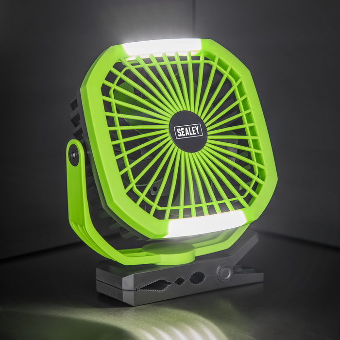 8" Portable Clip Fan with Worklight 4-Speed | SCF8WL