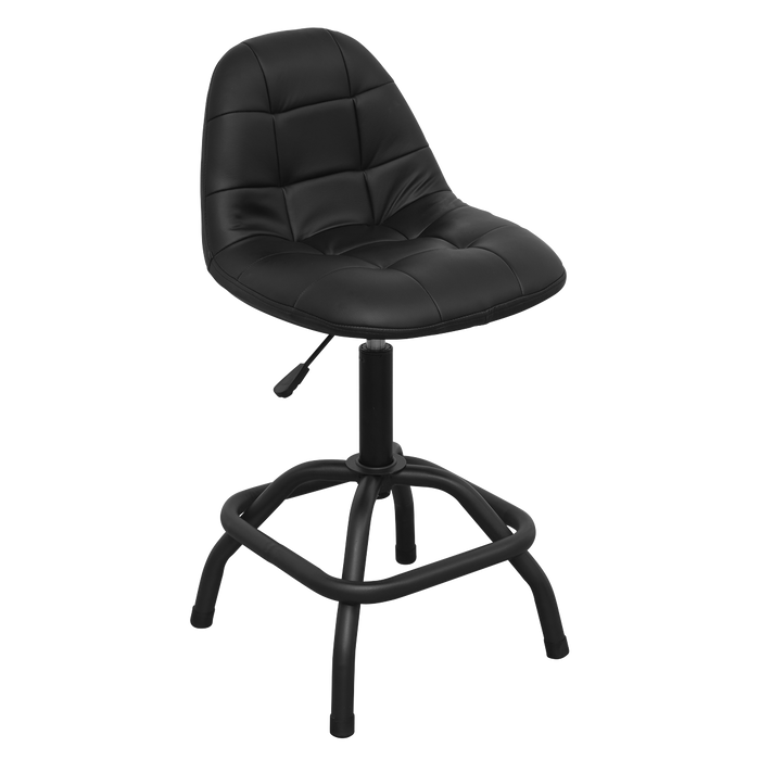 Premier Industrial Pneumatic Workshop Stool with Adjustable Height Swivel Seat & Back Rest | SCR01B