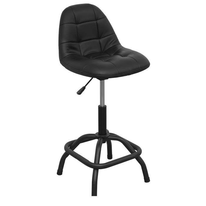 Premier Industrial Pneumatic Workshop Stool with Adjustable Height Swivel Seat & Back Rest | SCR01B