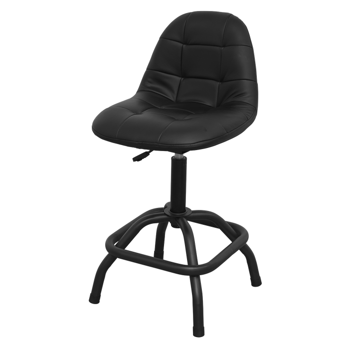 Premier Industrial Pneumatic Workshop Stool with Adjustable Height Swivel Seat & Back Rest | SCR01B
