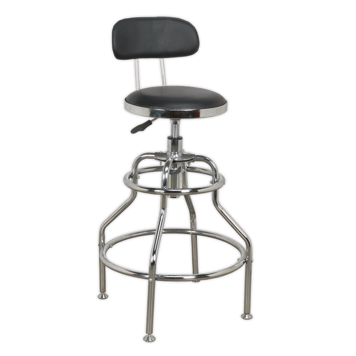 Pneumatic Workshop Stool with Adjustable Height Swivel Seat & Back Rest | SCR14