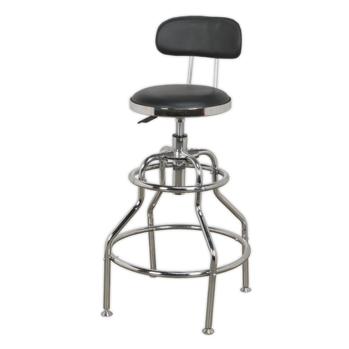 Pneumatic Workshop Stool with Adjustable Height Swivel Seat & Back Rest | SCR14