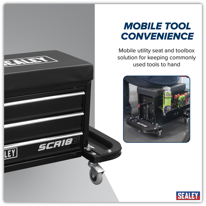 Mechanic's Utility Seat & Toolbox - Black | SCR18B
