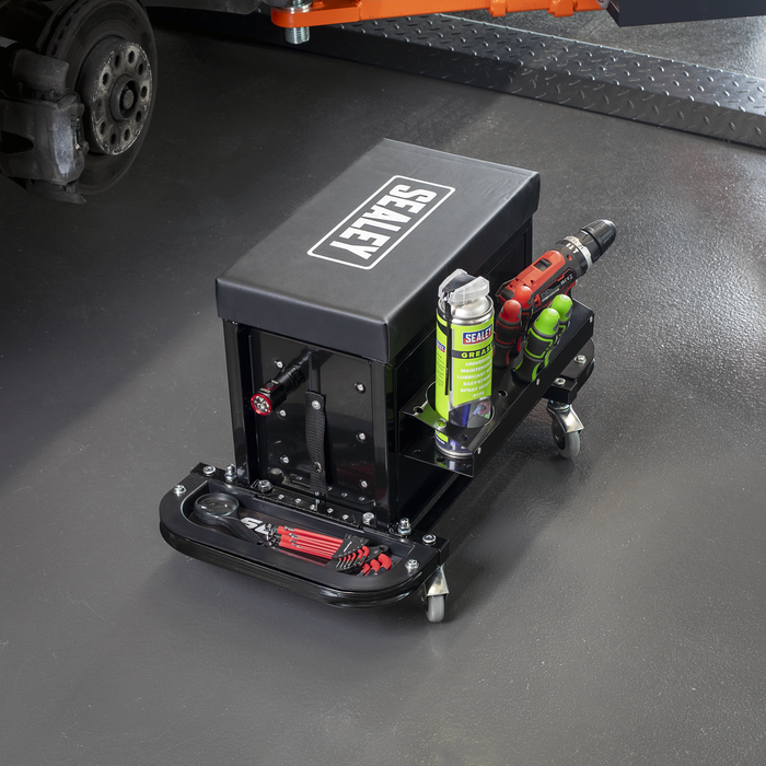 Mechanic's Utility Seat & Toolbox - Black | SCR18B