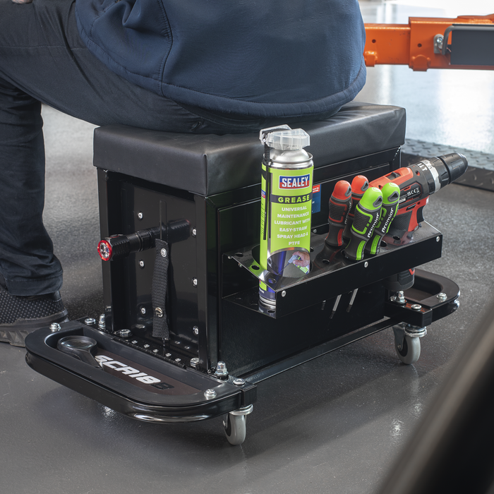 Mechanic's Utility Seat & Toolbox - Black | SCR18B