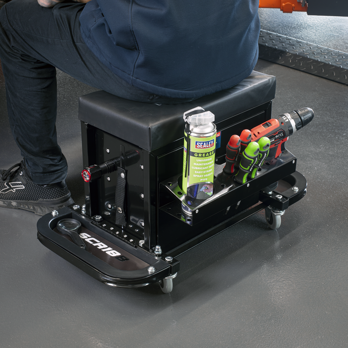 Mechanic's Utility Seat & Toolbox - Black | SCR18B