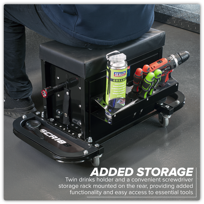 Mechanic's Utility Seat & Toolbox - Black | SCR18B