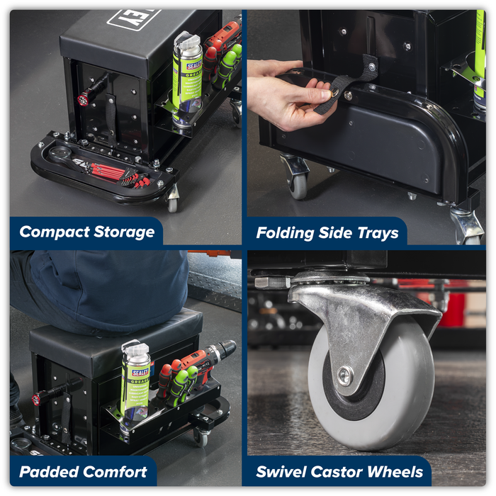 Mechanic's Utility Seat & Toolbox - Black | SCR18B