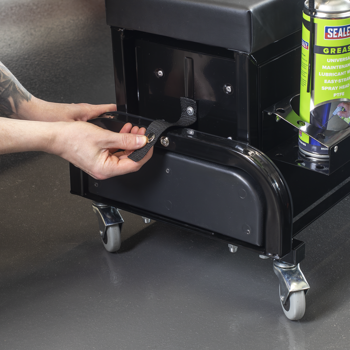 Mechanic's Utility Seat & Toolbox - Black | SCR18B