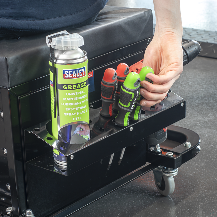 Mechanic's Utility Seat & Toolbox - Black | SCR18B
