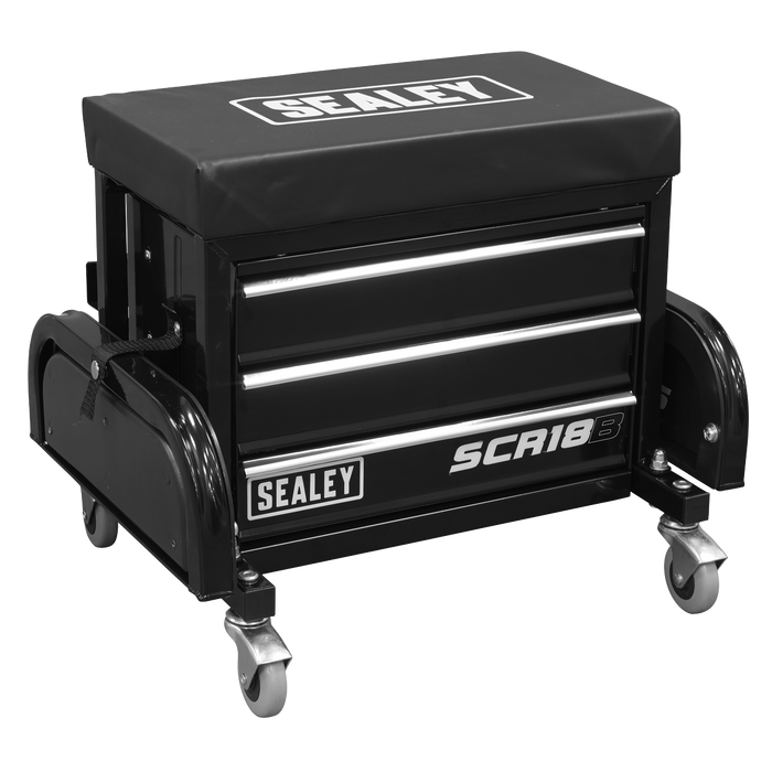 Mechanic's Utility Seat & Toolbox - Black | SCR18B