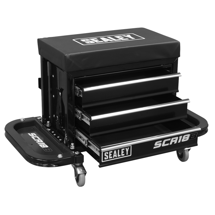 Mechanic's Utility Seat & Toolbox - Black | SCR18B