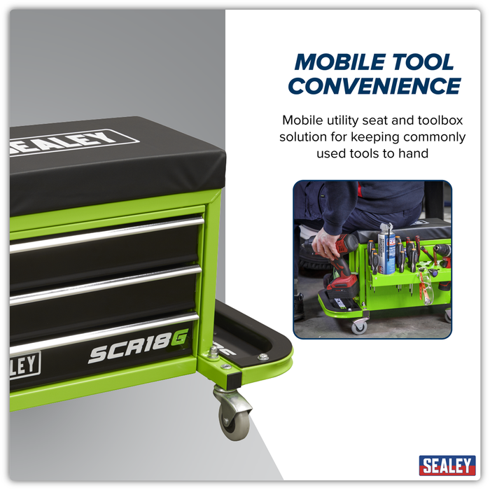 Mechanic's Utility Seat & Toolbox - Green | SCR18G