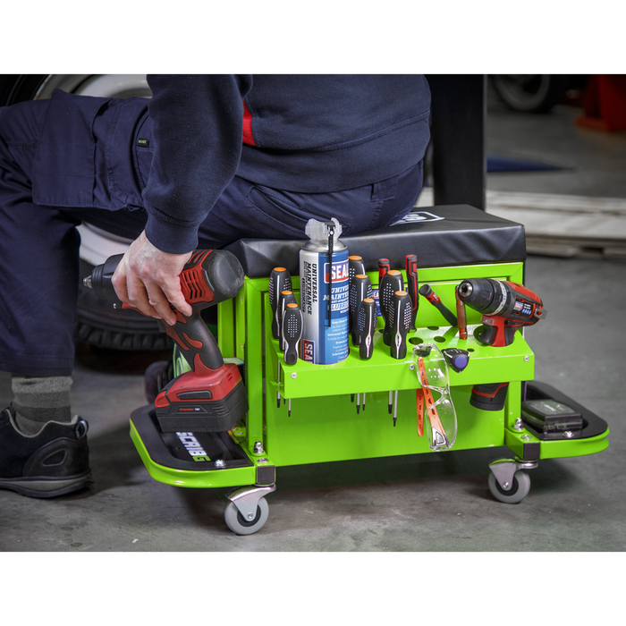 Mechanic's Utility Seat & Toolbox - Green | SCR18G
