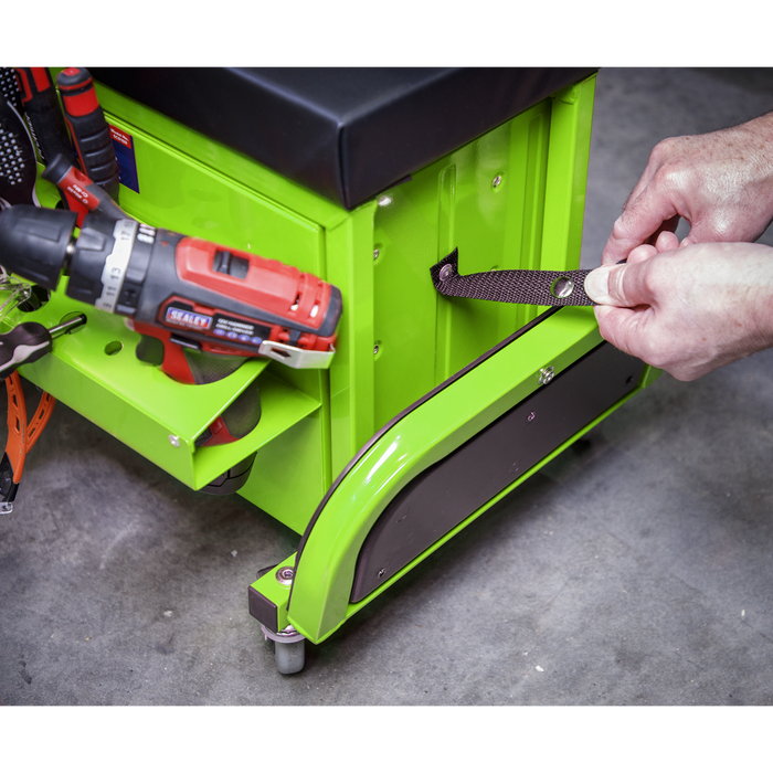 Mechanic's Utility Seat & Toolbox - Green | SCR18G