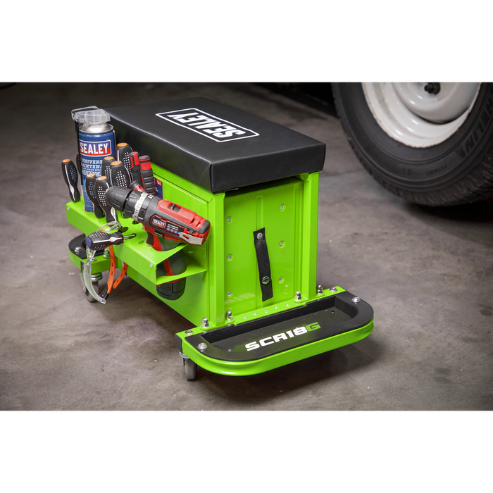 Mechanic's Utility Seat & Toolbox - Green | SCR18G