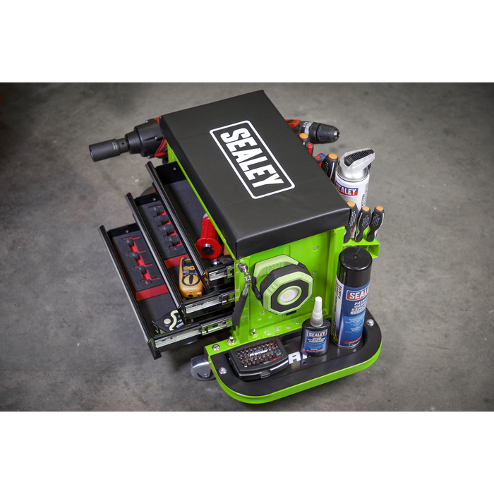 Mechanic's Utility Seat & Toolbox - Green | SCR18G