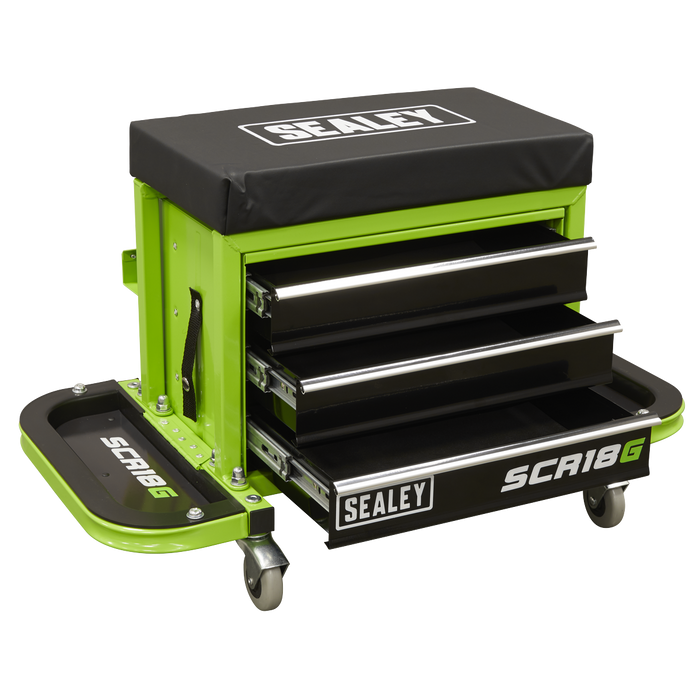 Mechanic's Utility Seat & Toolbox - Green | SCR18G
