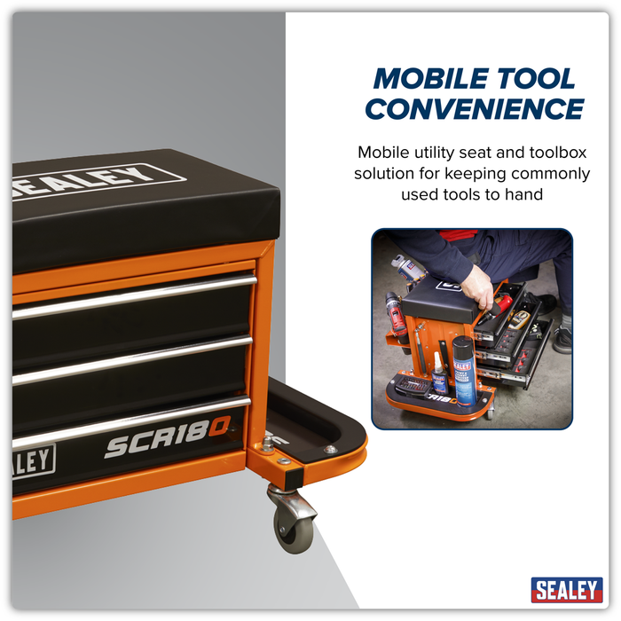 Mechanic's Utility Seat & Toolbox - Orange | SCR18O