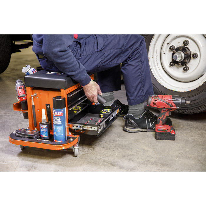 Mechanic's Utility Seat & Toolbox - Orange | SCR18O