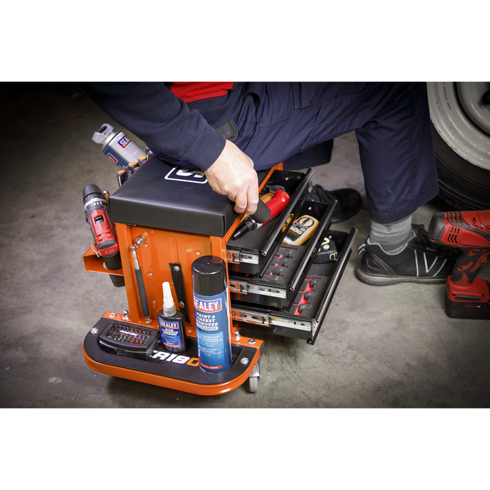 Mechanic's Utility Seat & Toolbox - Orange | SCR18O