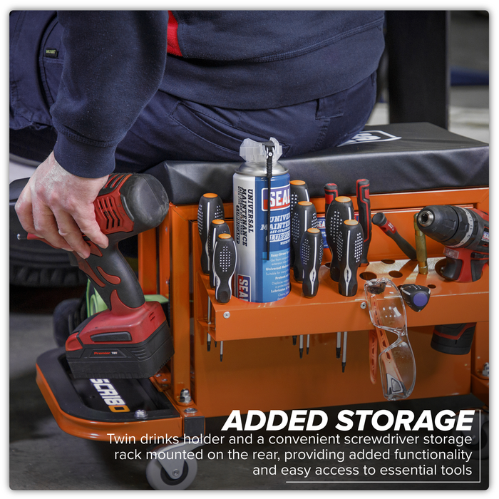 Mechanic's Utility Seat & Toolbox - Orange | SCR18O
