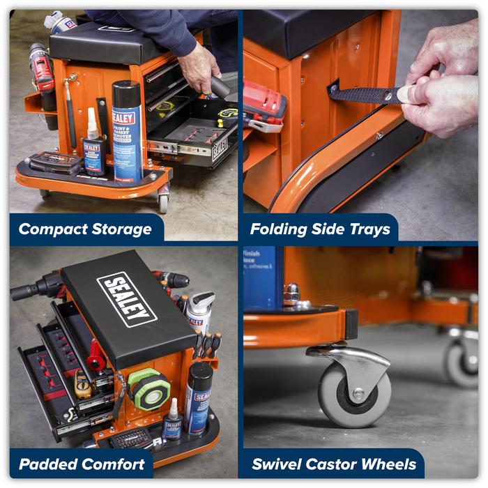 Mechanic's Utility Seat & Toolbox - Orange | SCR18O