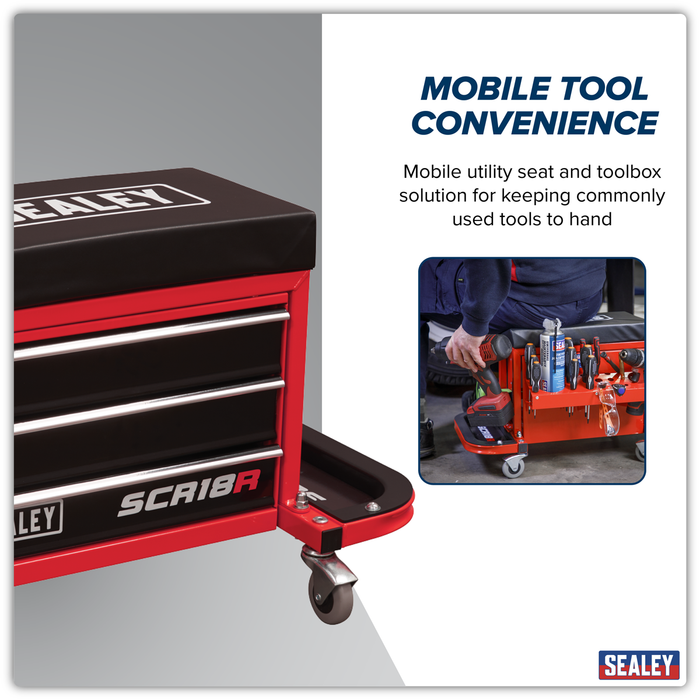Mechanic's Utility Seat & Toolbox - Red | SCR18R