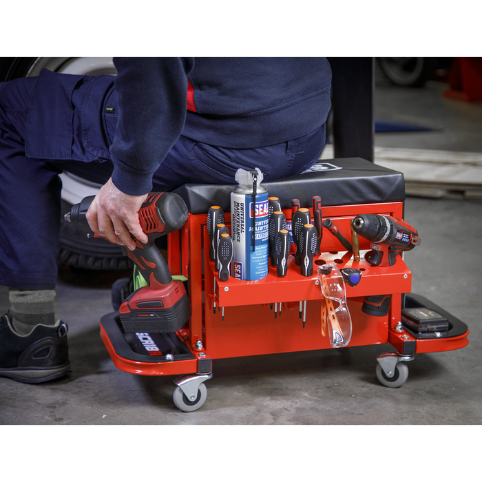Mechanic's Utility Seat & Toolbox - Red | SCR18R