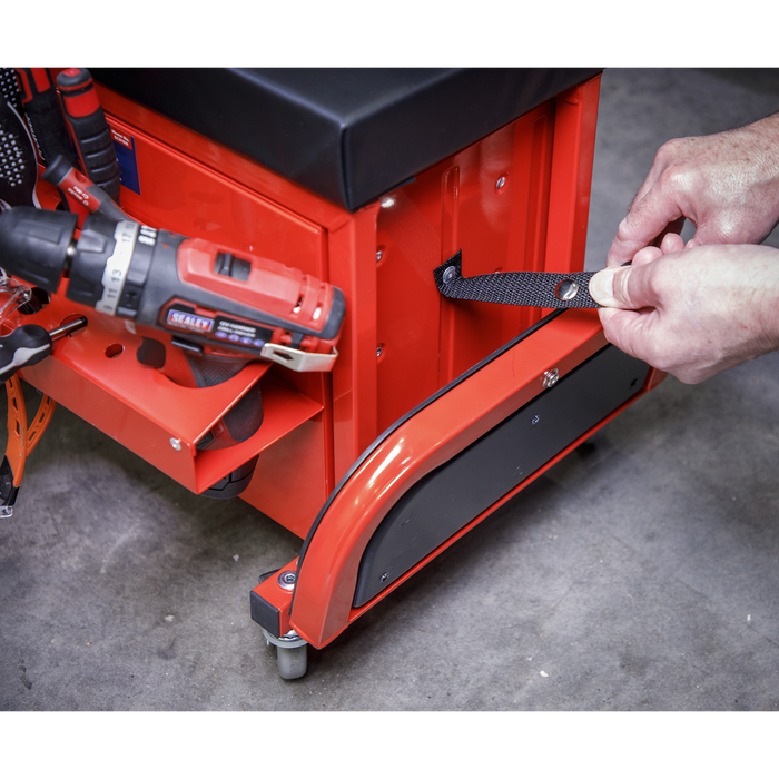 Mechanic's Utility Seat & Toolbox - Red | SCR18R