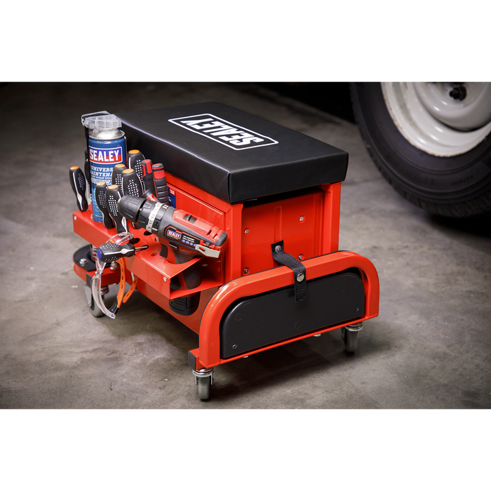 Mechanic's Utility Seat & Toolbox - Red | SCR18R