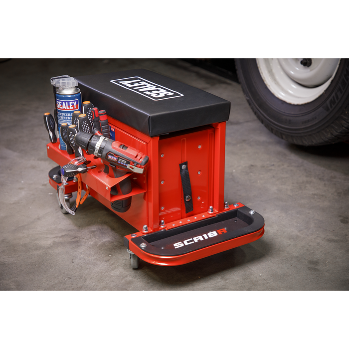 Mechanic's Utility Seat & Toolbox - Red | SCR18R