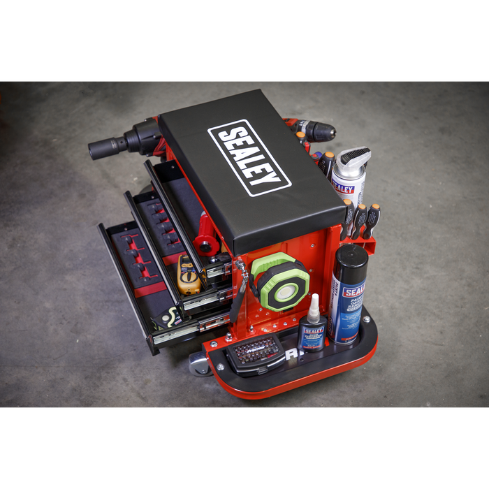 Mechanic's Utility Seat & Toolbox - Red | SCR18R