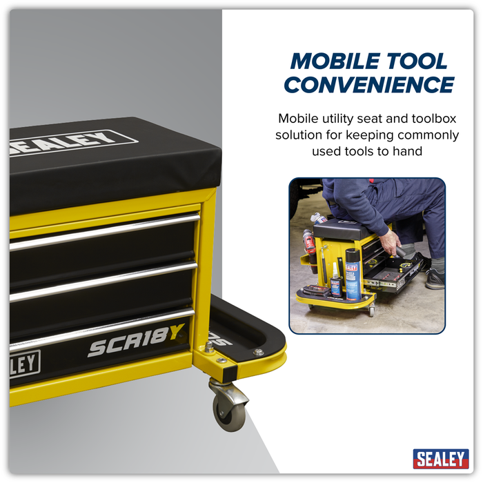 Mechanic's Utility Seat & Toolbox - Yellow | SCR18Y