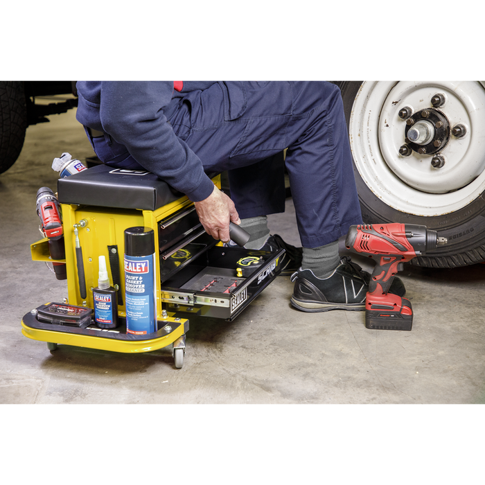 Mechanic's Utility Seat & Toolbox - Yellow | SCR18Y