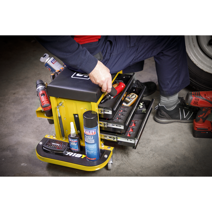 Mechanic's Utility Seat & Toolbox - Yellow | SCR18Y