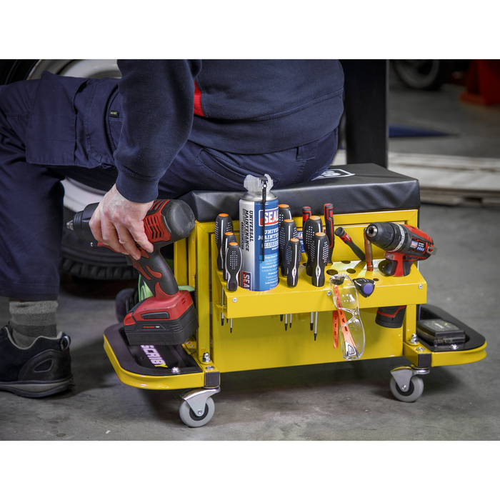 Mechanic's Utility Seat & Toolbox - Yellow | SCR18Y