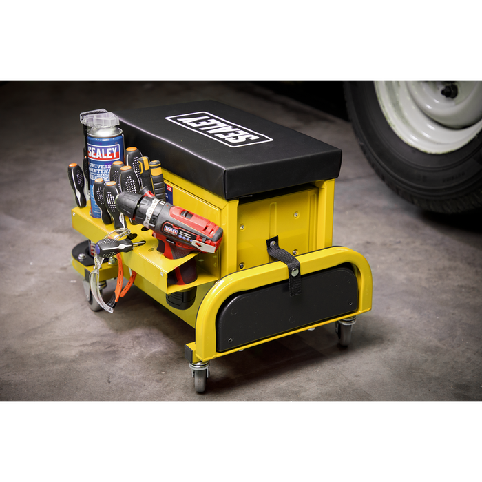 Mechanic's Utility Seat & Toolbox - Yellow | SCR18Y
