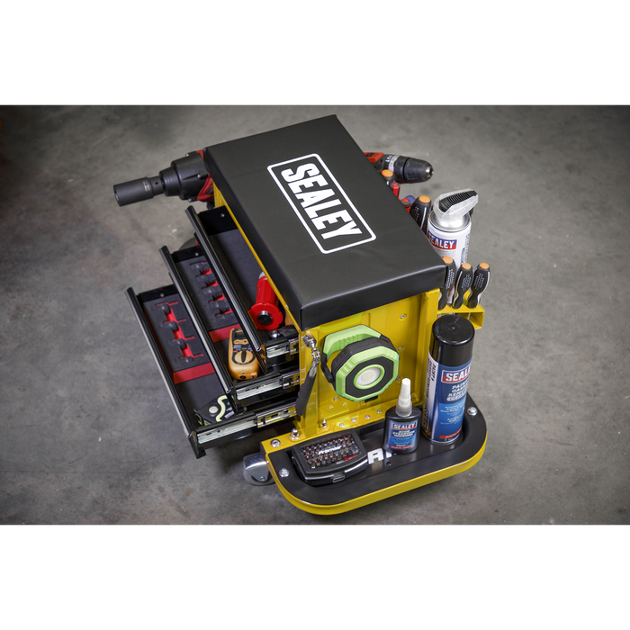 Mechanic's Utility Seat & Toolbox - Yellow | SCR18Y