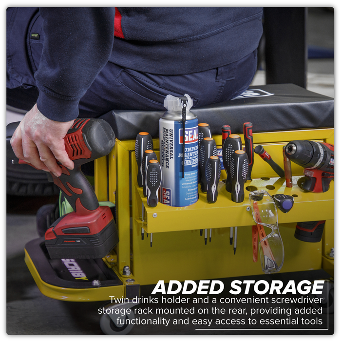 Mechanic's Utility Seat & Toolbox - Yellow | SCR18Y
