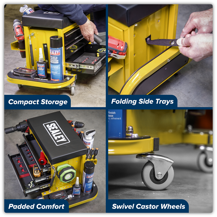 Mechanic's Utility Seat & Toolbox - Yellow | SCR18Y