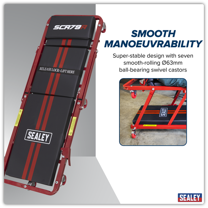 Steel Creeper/Seat with 7 Wheels & Adjustable Head Rest | SCR79