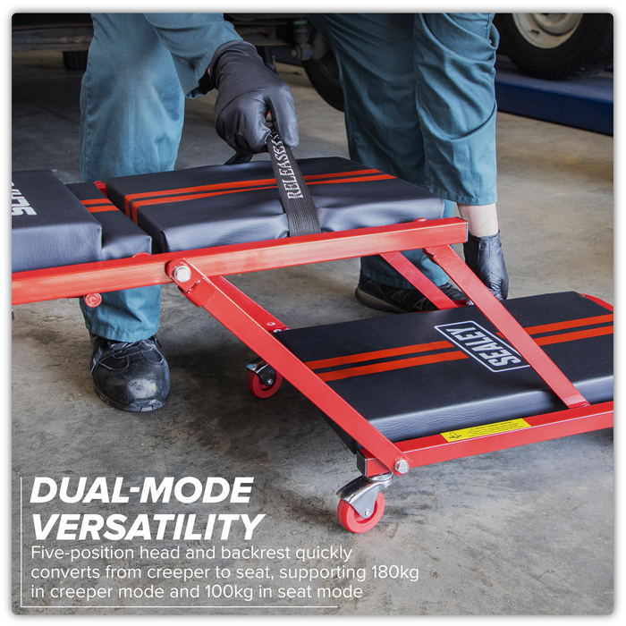 Steel Creeper/Seat with 7 Wheels & Adjustable Head Rest | SCR79